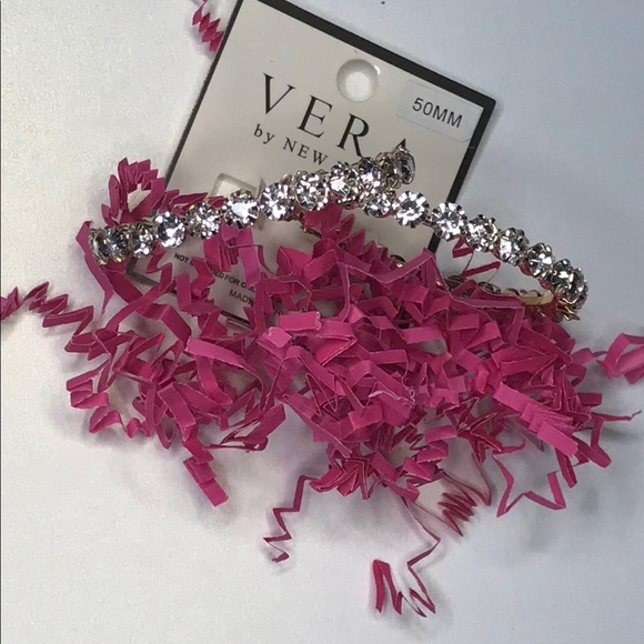 Gold Rhinestone Hoop Earrings - Picture 3 of 5